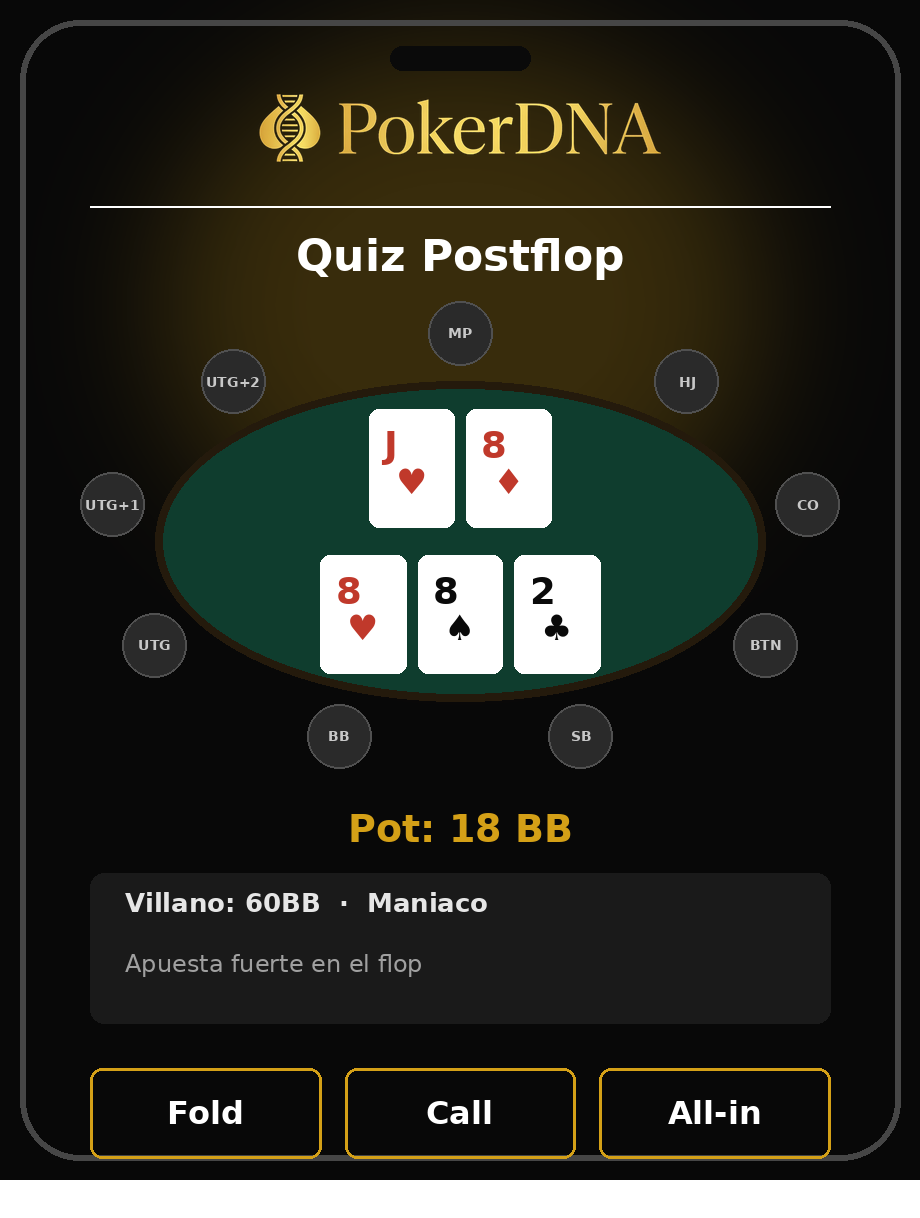 Quiz Postflop en la app PokerDNA